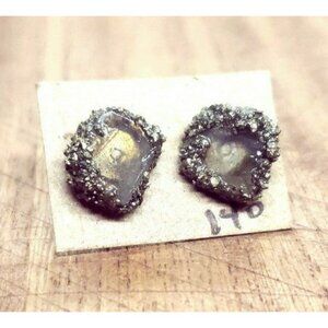 Labradorite and pyrite stud Earrings #140